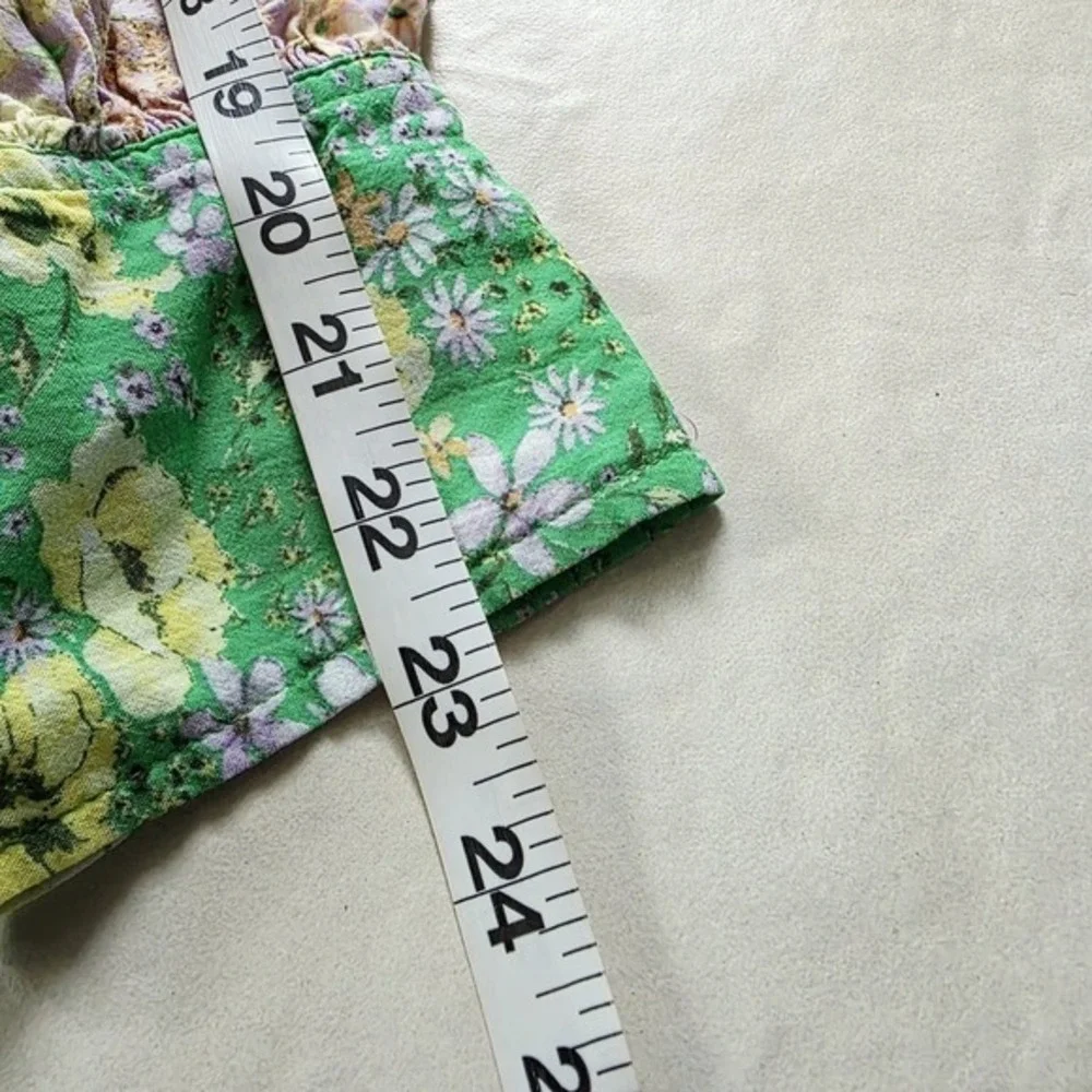 LOFT Utility Shirt Blouse Medium M Floral Crepe Boho Balloon Western Pastel